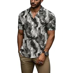 kizyoo Men's Casual Printed Cotton Shirt, Regular Fit, Half Sleeve, Button-Down, Summer Wear-picture-19