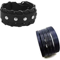KJ Verma Leather Cuff (Pack of 2) Black_Silai_Band+Cutting_2-picture-40