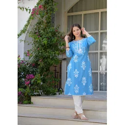 kjfab Women Printed Pure Cotton Straight Kurta-picture-15