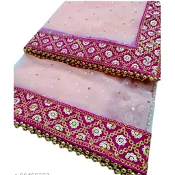 kjs enterprise Net Embroidered Pink Women Dupatta-picture-15