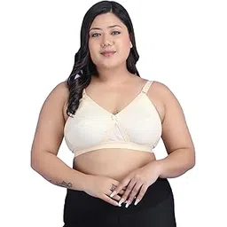 klassik | Since 1993 | Plus Sizes Bra for Women/Girls Full Coverage, Adjustable/Wide Straps, Everyday Chikan Cotton Daily-Use, Non-Padded | Wirefree, for Dresses/Saree/Suit | Cross Fit - 32 to 48-picture-46
