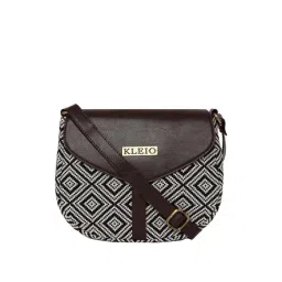 KLEIO Black & White Textured Medium Sling Handbag-picture-16