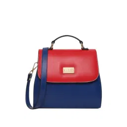 KLEIO Blue & Red Color Block Medium Satchel Handbag-picture-43