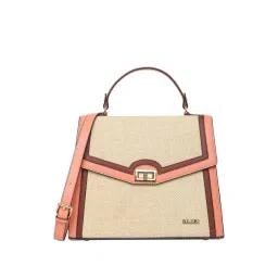 KLEIO Peach & Beige Textured Medium Satchel Handbag-picture-29