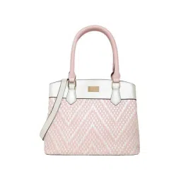 KLEIO Pink & White Textured Medium Handbag-picture-20