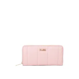 KLEIO Pink Quilted Zip Around Wallet for Women-picture-19