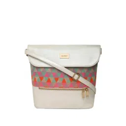 KLEIO White Textured Medium Sling Handbag image 1