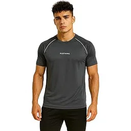 klothinc Men’s Activewear Dry Fit Sports T-Shirt | 100% Micro Polyester Quick Dry Gym & Running Tee | Workout, Training, Fitness Round Neck T-Shirt-picture-12