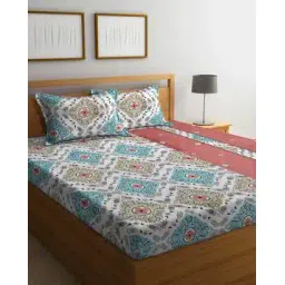 klotthe 300 TC Printed Super King-Size Bedsheet with Pillow Covers-picture-14