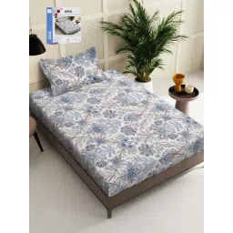 Klotthe Blue 300 TC Polycotton Single Book Fold Bedsheet with Pillow Cover-picture-24