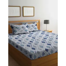 Klotthe Blue 400 TC Cotton Double Bedsheet with 2 Pillow Covers-picture-15