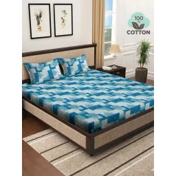 Klotthe Blue 400 TC Cotton Double Bedsheet with 2 Pillow Covers-picture-11