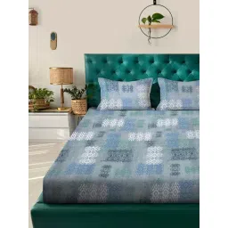 Klotthe Blue 400 TC Cotton Double Bedsheet with 2 Pillow Covers image 2