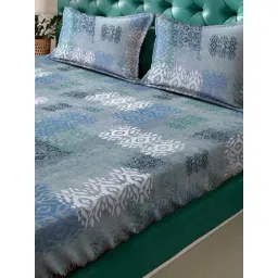 Klotthe Blue 400 TC Cotton Double Bedsheet with 2 Pillow Covers image 3