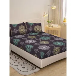 Klotthe Brown 300 TC Polycotton Single Bedsheet with 2 Pillow Covers-picture-31