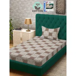Klotthe Brown 400 TC Cotton Single Book Fold Bedsheet with Pillow Cover-picture-37