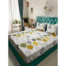Klotthe Cream 300 TC Polycotton Double Bedsheet with 2 Pillow Covers-picture-46
