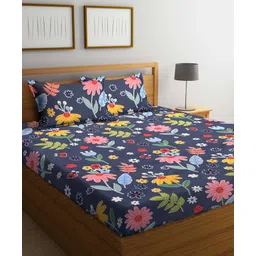 Klotthe Floral 210 TC Polycotton Bedsheet with 2 Pillow Covers - Multicolour-picture-12