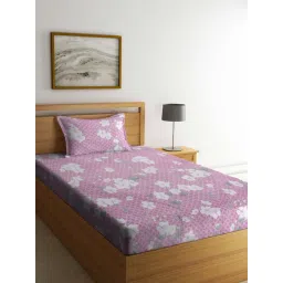 Klotthe Floral Pink 300 TC Cotton Blend Single Bed Sheet with Pillow Cover-picture-16