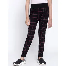 KLOTTHE Girls Black & Pink Checked Ankle-Length Slim-Fit treggings-picture-48