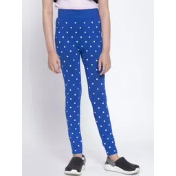 KLOTTHE Girls Blue & White Printed Ankle Length Slim Fit Jeggings-picture-35