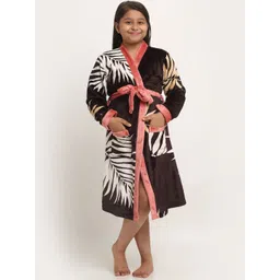 KLOTTHE Girls Brown Printed Woolen Bath Robe-picture-11