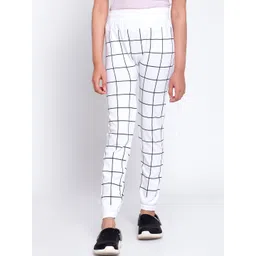 KLOTTHE Girls White & Black Checked Slim-Fit Treggings-picture-27