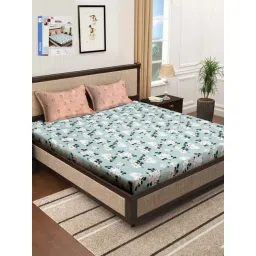 Klotthe Green 300 TC Polycotton Double Book Fold Bedsheet with 2 Pillow Covers-picture-14