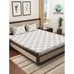 Klotthe Grey 400 TC Cotton Double Bedsheet with 2 Pillow Covers-picture-26