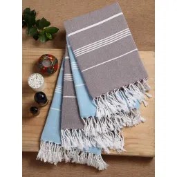 Klotthe Grey & White Cotton 200 GSM Bath Towel - Set of 4-picture-44