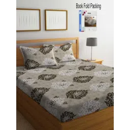 Klotthe Grey Cotton Blend 300 TC Double Bed Sheet With 2 Pillow Covers-picture-17