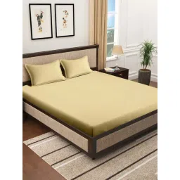 Klotthe Grey Cotton Blend 300 TC Double Bedsheet With 2 Pillow Covers-picture-10