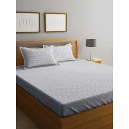 Klotthe Grey Cotton Blend 300 TC Double Bedsheet With 2 Pillow Covers image 1