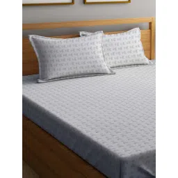 Klotthe Grey Cotton Blend 300 TC Double Bedsheet With 2 Pillow Covers image 3