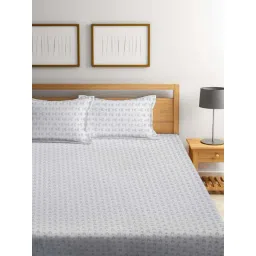 Klotthe Grey Cotton Blend 300 TC Double Bedsheet With 2 Pillow Covers image 2