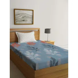 Klotthe Grey Cotton Blend 300 TC Single Bedsheet With 1 Pillow Cover-picture-38