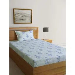 Klotthe Grey Cotton Blend 300 TC Single Bedsheet With 1 Pillow Cover-picture-35