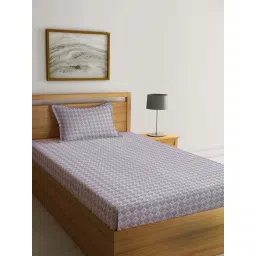 Klotthe Grey Cotton Blend 300 TC Singlet Bedsheet With 1 Pillow Cover-picture-37