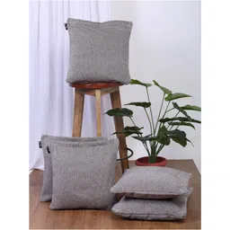 KLOTTHE Grey Set of 5 Square Cushion Covers-picture-22