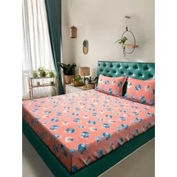 KLOTTHE Kids Blue Printed 400 TC Pure Cotton King Double Bedsheet Set 2.5 m x 2.25 m-picture-19