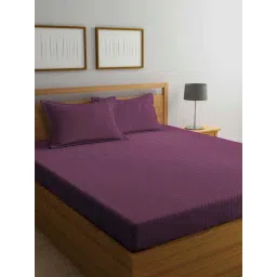 Klotthe Magenta 300 TC Polycotton Double Book Fold Bedsheet with 2 Pillow Covers-picture-29