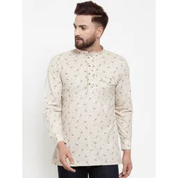 KLOTTHE Men Beige Printed Straight Kurta-picture-24