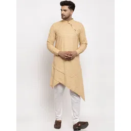 KLOTTHE Men Beige Solid A-Line Kurta-picture-37