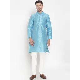 KLOTTHE Men Blue Ethnic Motifs Kurta-picture-20