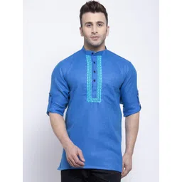 Klotthe Men Blue Solid Straight Kurta-picture-23
