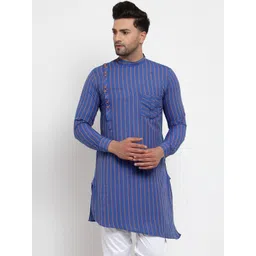 KLOTTHE Men Blue Striped Kurta-picture-25