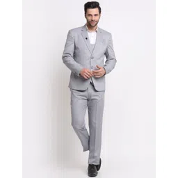 KLOTTHE Men Dark Grey Solid Single-Breasted Three-Piece Party Suit-picture-33