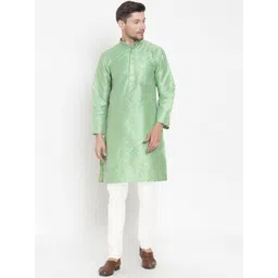 KLOTTHE Men Green Printed Kurta with Pyjamas-picture-38