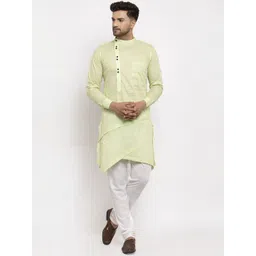 KLOTTHE Men Green Solid Straight Kurta-picture-26