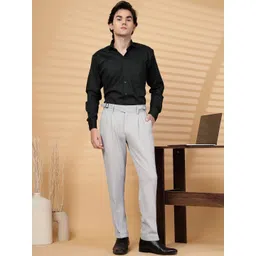 KLOTTHE Men Grey Lycra Formal Formal Trousers-picture-12